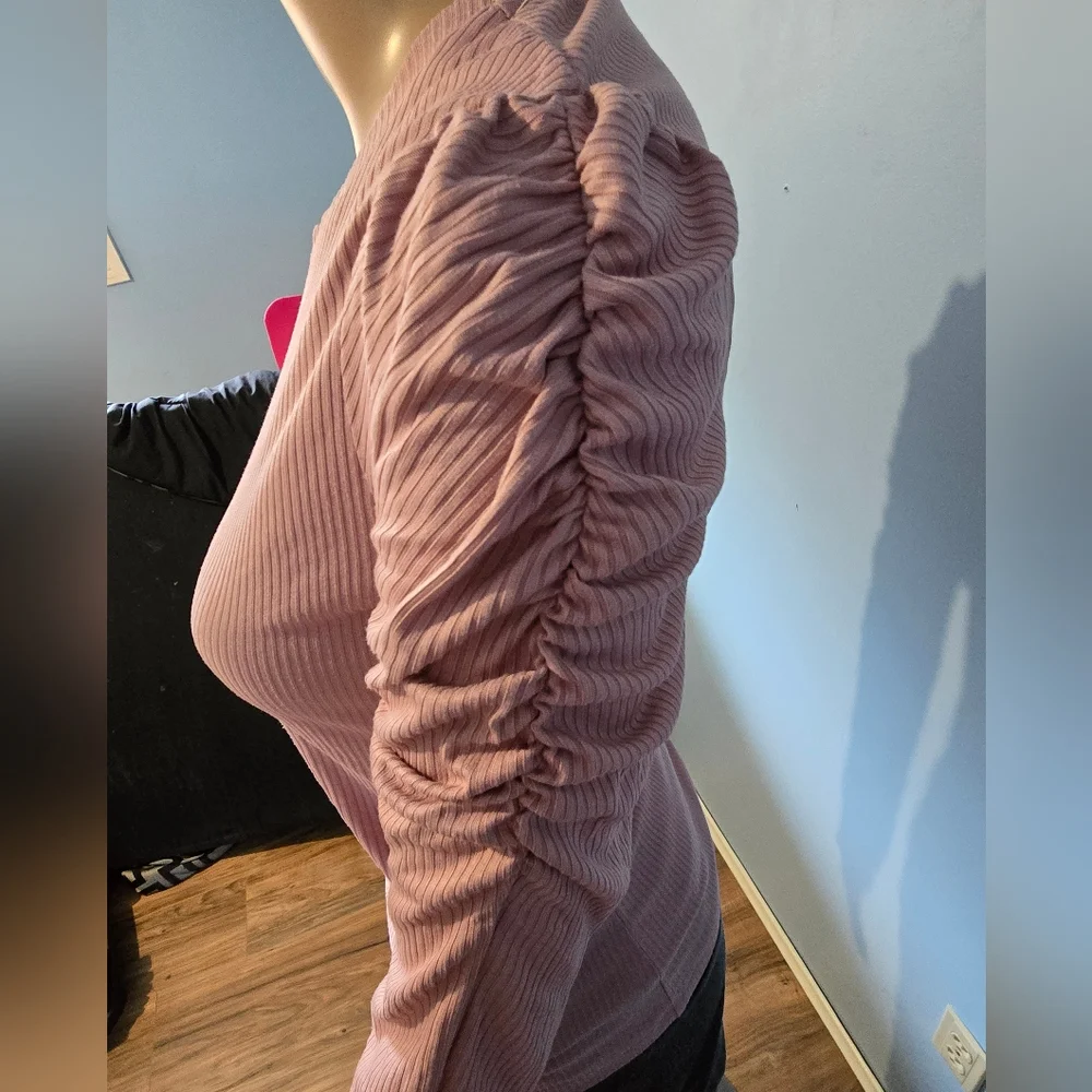 Pink Ruched Sleeve Top - Picture 6 of 8